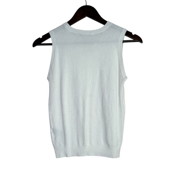 Zara Soft Sleeveless Crew Neck Ribbed Hem Stretch Tank Top Small White #3322 - Picture 12 of 15